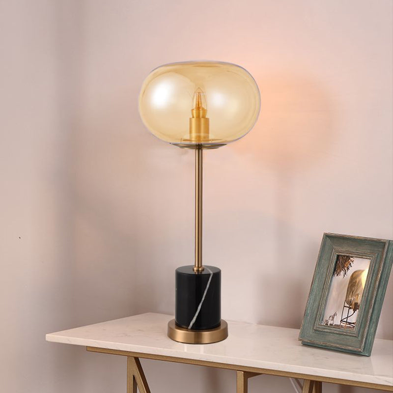 Alien Bedside Table Lamp Clear/Smoke Grey Glass 1-Light Designer Night Stand Light in Black/White Black Clearhalo 'Lamps' 'Table Lamps' Lighting' 1983757