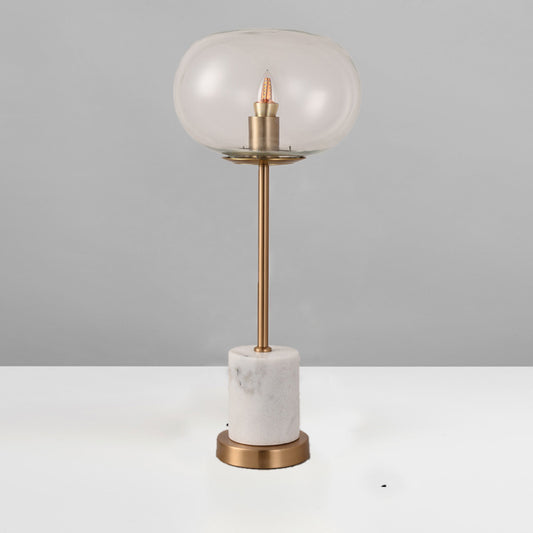 Alien Bedside Table Lamp Clear/Smoke Grey Glass 1-Light Designer Night Stand Light in Black/White White Clearhalo 'Lamps' 'Table Lamps' Lighting' 1983762