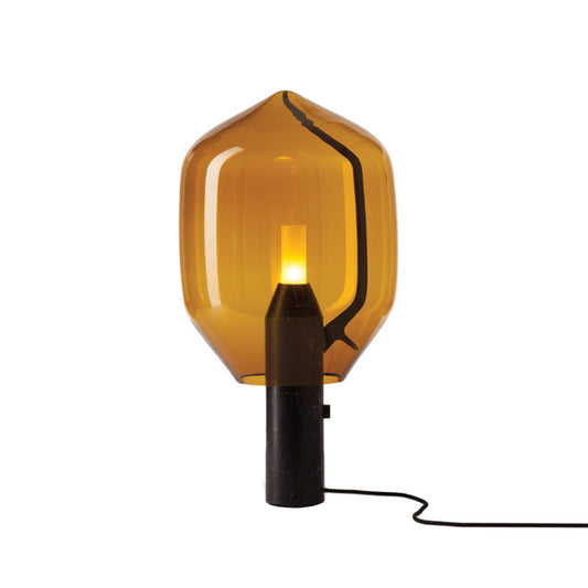 Creative Designer Single Table Light Black/White Flowerbud Nightstand Lamp with Amber/Smoke Grey Glass Shade