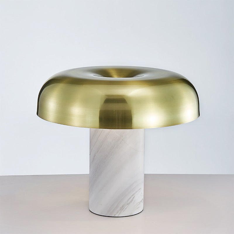 Mushroom Table Stand Light Minimalist Marble 1-Light White and Bronze Finish Night Lamp Clearhalo 'Lamps' 'Table Lamps' Lighting' 1983784