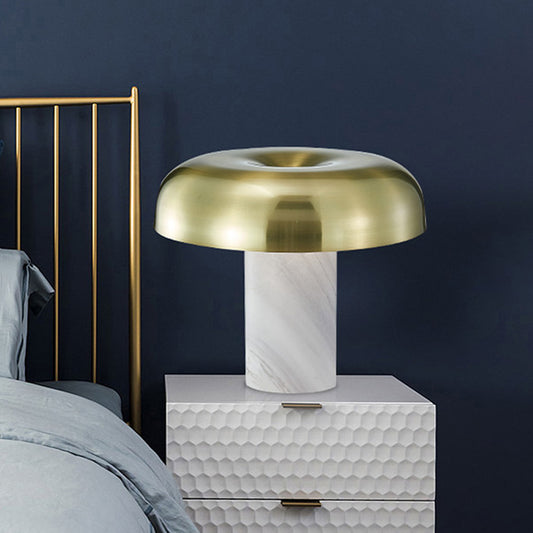 Mushroom Table Stand Light Minimalist Marble 1-Light White and Bronze Finish Night Lamp Clearhalo 'Lamps' 'Table Lamps' Lighting' 1983785