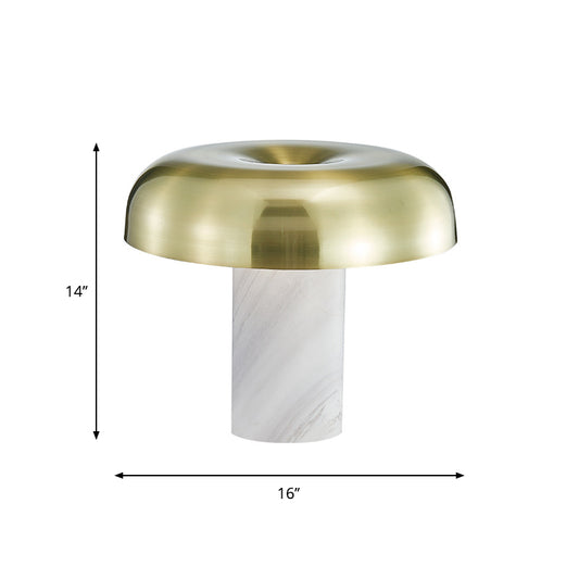Mushroom Table Stand Light Minimalist Marble 1-Light White and Bronze Finish Night Lamp Clearhalo 'Lamps' 'Table Lamps' Lighting' 1983787