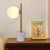 White Glass Ball Night Lamp Simple Single-Bulb Table Stand Light with Brass Pole and Marble Base White Clearhalo 'Lamps' 'Table Lamps' Lighting' 1983788