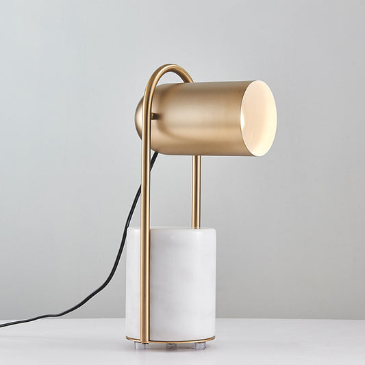 Metal Cloche Table Stand Light Designer 1-Light Brass Nightstand Lamp with White Marble Pedestal Clearhalo 'Lamps' 'Table Lamps' Lighting' 1983807