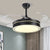 Acrylic Round 4 Blades Pendant Fan Light Fixture Modern LED Semi Flush for Bedroom, 20" Wide Black Clearhalo 'Ceiling Fans with Lights' 'Ceiling Fans' 'Modern Ceiling Fans' 'Modern' Lighting' 1983815