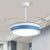 Acrylic Round 4 Blades Pendant Fan Light Fixture Modern LED Semi Flush for Bedroom, 20" Wide Blue Clearhalo 'Ceiling Fans with Lights' 'Ceiling Fans' 'Modern Ceiling Fans' 'Modern' Lighting' 1983832