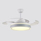 Acrylic Round 4 Blades Pendant Fan Light Fixture Modern LED Semi Flush for Bedroom, 20" Wide Clearhalo 'Ceiling Fans with Lights' 'Ceiling Fans' 'Modern Ceiling Fans' 'Modern' Lighting' 1983837