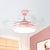 Prismy Living Room Ceiling Fan Light Metallic 15.5" Wide LED Nordic Semi Flush Mount, 4 Blades Pink Clearhalo 'Ceiling Fans with Lights' 'Ceiling Fans' 'Modern Ceiling Fans' 'Modern' Lighting' 1983838