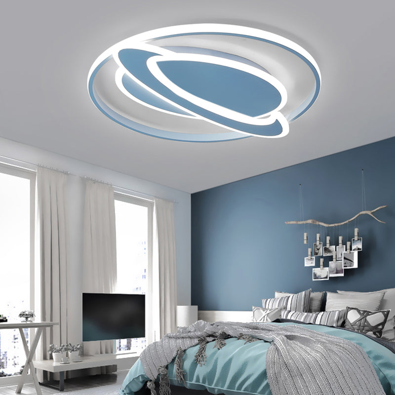 Slim Panel Planet Flush Mount Light Creative Acrylic LED Ceiling Lamp for Boy Bedroom Blue Clearhalo 'Ceiling Lights' 'Close To Ceiling Lights' 'Close to ceiling' 'Flush mount' Lighting' 198384