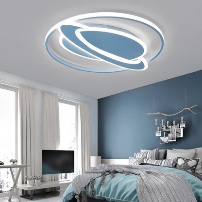 Slim Panel Planet Flush Mount Light Creative Acrylic LED Ceiling Lamp for Boy Bedroom Blue Clearhalo 'Ceiling Lights' 'Close To Ceiling Lights' 'Close to ceiling' 'Flush mount' Lighting' 198384