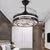 4 Blades Layered Bedroom Semi Flush Crystal 20" Wide LED Simplicity Hanging Fan Light Fixture in Black Black A Clearhalo 'Ceiling Fans with Lights' 'Ceiling Fans' 'Modern Ceiling Fans' 'Modern' Lighting' 1983868