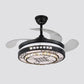 4 Blades Layered Bedroom Semi Flush Crystal 20" Wide LED Simplicity Hanging Fan Light Fixture in Black Clearhalo 'Ceiling Fans with Lights' 'Ceiling Fans' 'Modern Ceiling Fans' 'Modern' Lighting' 1983870