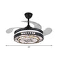 4 Blades Layered Bedroom Semi Flush Crystal 20" Wide LED Simplicity Hanging Fan Light Fixture in Black Clearhalo 'Ceiling Fans with Lights' 'Ceiling Fans' 'Modern Ceiling Fans' 'Modern' Lighting' 1983871