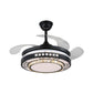 4 Blades Layered Bedroom Semi Flush Crystal 20" Wide LED Simplicity Hanging Fan Light Fixture in Black Clearhalo 'Ceiling Fans with Lights' 'Ceiling Fans' 'Modern Ceiling Fans' 'Modern' Lighting' 1983881