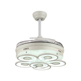 Loop Acrylic 4-Blade Pendant Fan Light Simplicity LED White Semi Flush Mount, 19" Wide Clearhalo 'Ceiling Fans with Lights' 'Ceiling Fans' 'Modern Ceiling Fans' 'Modern' Lighting' 1983890