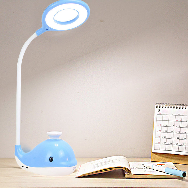Portable Lovely Blue Desk Light with Whale 1 Head Reading Light with USB Charging Port for Dormitory Blue Clearhalo 'Desk Lamps' 'Lamps' Lighting' 198393