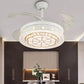 19" Wide White Layered Ceiling Fan Light Modernist LED Crystal Semi Flush Mount, 4 Blades White B Clearhalo 'Ceiling Fans with Lights' 'Ceiling Fans' 'Modern Ceiling Fans' 'Modern' Lighting' 1983948