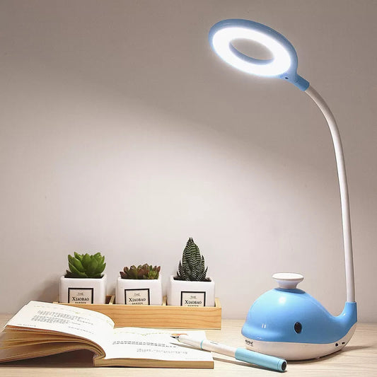 Portable Lovely Blue Desk Light with Whale 1 Head Reading Light with USB Charging Port for Dormitory - Clearhalo - 'Desk Lamps' - 'Lamps' - Lighting' - 198394