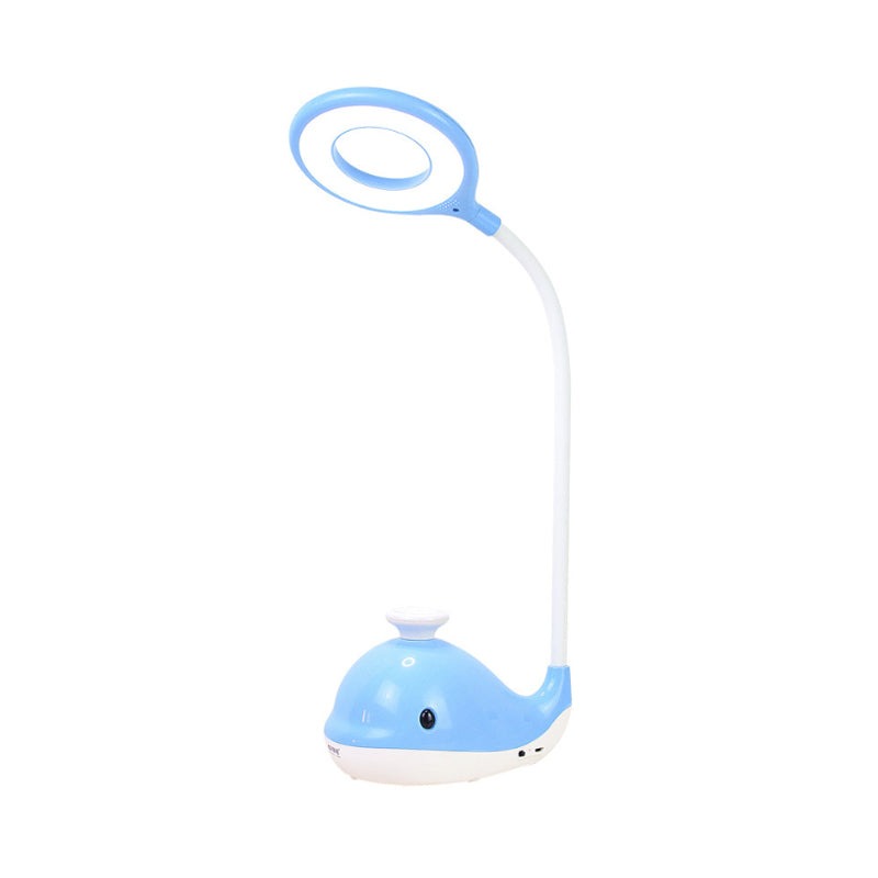 Portable Lovely Blue Desk Light with Whale 1 Head Reading Light with USB Charging Port for Dormitory Clearhalo 'Desk Lamps' 'Lamps' Lighting' 198395