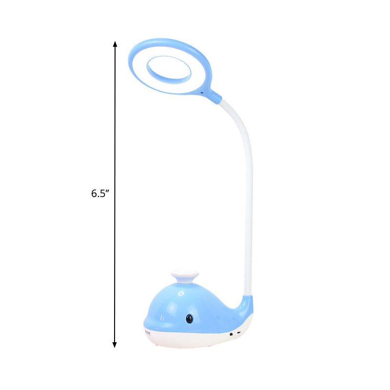 Portable Lovely Blue Desk Light with Whale 1 Head Reading Light with USB Charging Port for Dormitory Clearhalo 'Desk Lamps' 'Lamps' Lighting' 198396