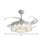 Nordic Round 4-Blade Semi Flush Light Fixture Crystal Living Room LED Hanging Fan Lamp in White, 19" Wide Clearhalo 'Ceiling Fans with Lights' 'Ceiling Fans' 'Modern Ceiling Fans' 'Modern' Lighting' 1984010