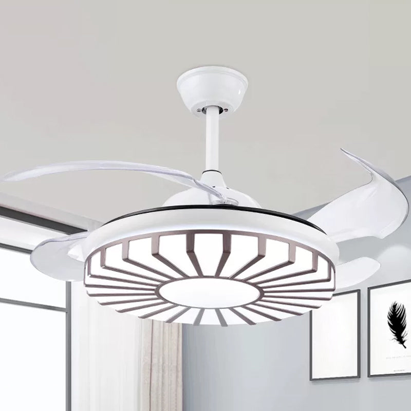 Sputnik Bedroom 4 Blades Hanging Fan Light Metal 19" Wide LED Modern Semi-Flush Mount in Coffee Clearhalo 'Ceiling Fans with Lights' 'Ceiling Fans' 'Modern Ceiling Fans' 'Modern' Lighting' 1984030