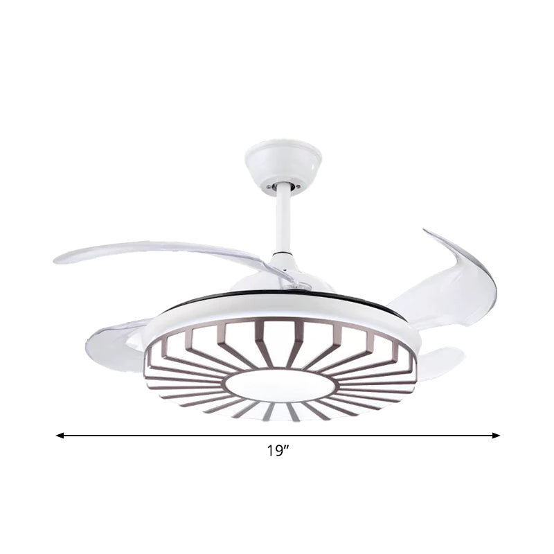 Sputnik Bedroom 4 Blades Hanging Fan Light Metal 19" Wide LED Modern Semi-Flush Mount in Coffee Clearhalo 'Ceiling Fans with Lights' 'Ceiling Fans' 'Modern Ceiling Fans' 'Modern' Lighting' 1984034