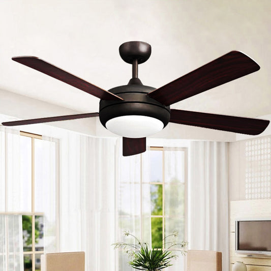 45.5" Wide Metal Black Semi-Flush Mount Bowl LED Rustic Ceiling Fan Lamp with 5 Blades Black Clearhalo 'Ceiling Fans with Lights' 'Ceiling Fans' Lighting' 1984183