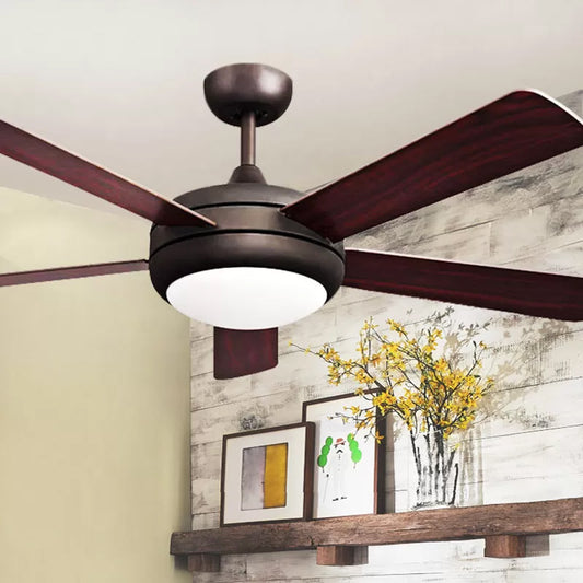 45.5" Wide Metal Black Semi-Flush Mount Bowl LED Rustic Ceiling Fan Lamp with 5 Blades Clearhalo 'Ceiling Fans with Lights' 'Ceiling Fans' Lighting' 1984184
