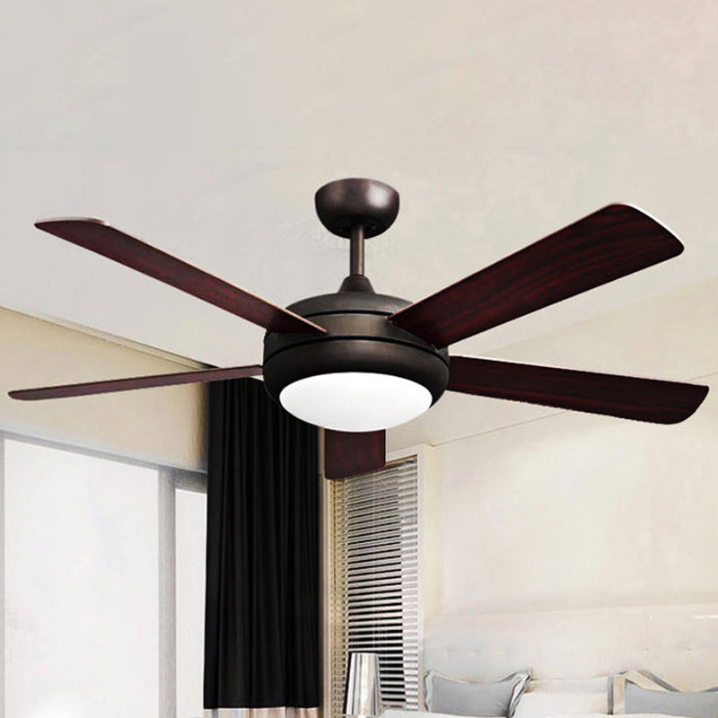 45.5" Wide Metal Black Semi-Flush Mount Bowl LED Rustic Ceiling Fan Lamp with 5 Blades Clearhalo 'Ceiling Fans with Lights' 'Ceiling Fans' Lighting' 1984185