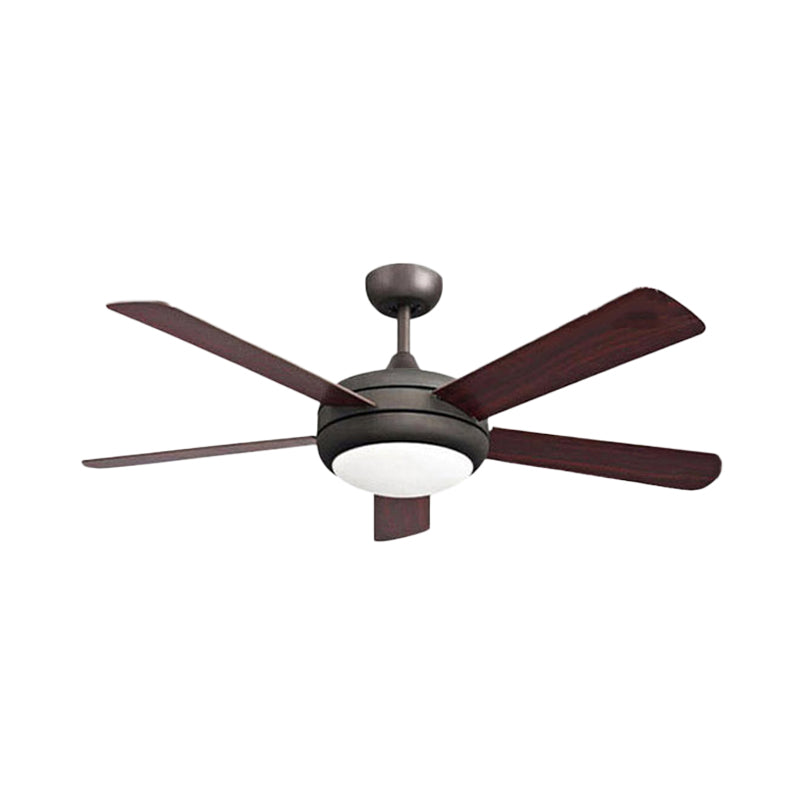 45.5" Wide Metal Black Semi-Flush Mount Bowl LED Rustic Ceiling Fan Lamp with 5 Blades Clearhalo 'Ceiling Fans with Lights' 'Ceiling Fans' Lighting' 1984186