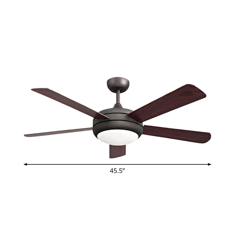 45.5" Wide Metal Black Semi-Flush Mount Bowl LED Rustic Ceiling Fan Lamp with 5 Blades Clearhalo 'Ceiling Fans with Lights' 'Ceiling Fans' Lighting' 1984188