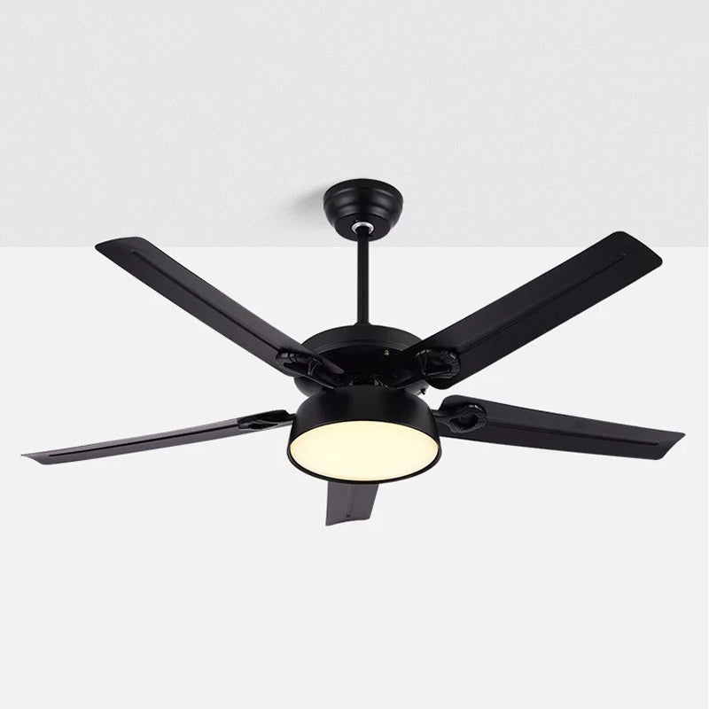 5 Blades Bowl Bedroom Semi Flush Mount Traditional Metallic LED Hanging Fan Lamp Clearhalo 'Ceiling Fans with Lights' 'Ceiling Fans' Lighting' 1984191