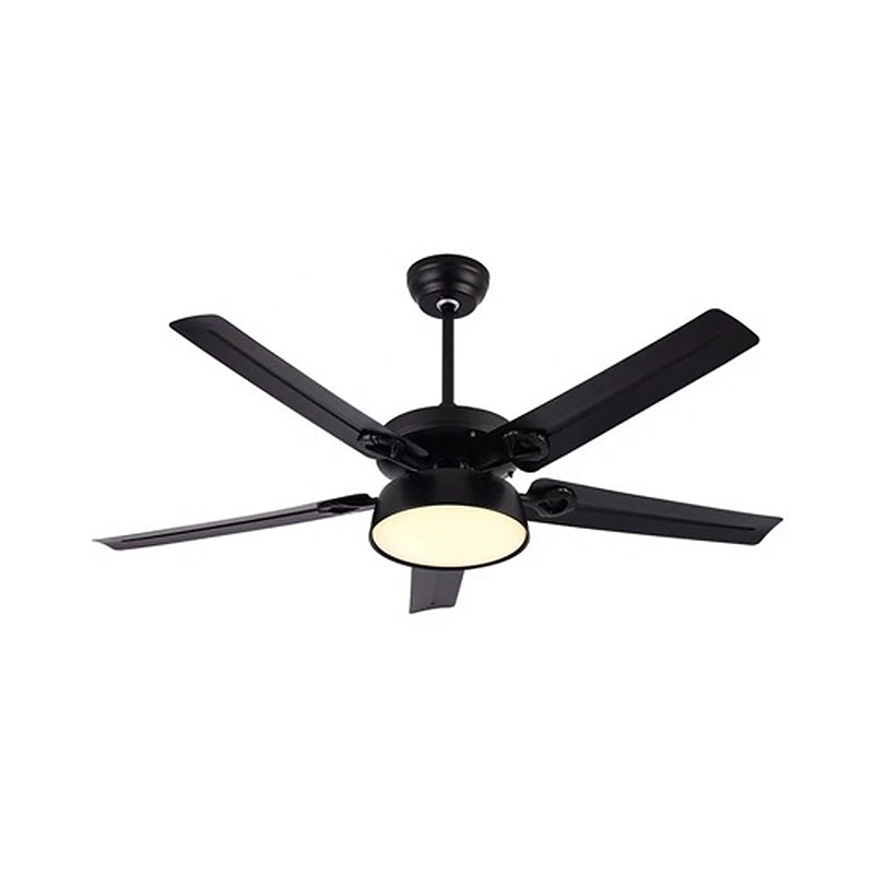 5 Blades Bowl Bedroom Semi Flush Mount Traditional Metallic LED Hanging Fan Lamp Clearhalo 'Ceiling Fans with Lights' 'Ceiling Fans' Lighting' 1984192