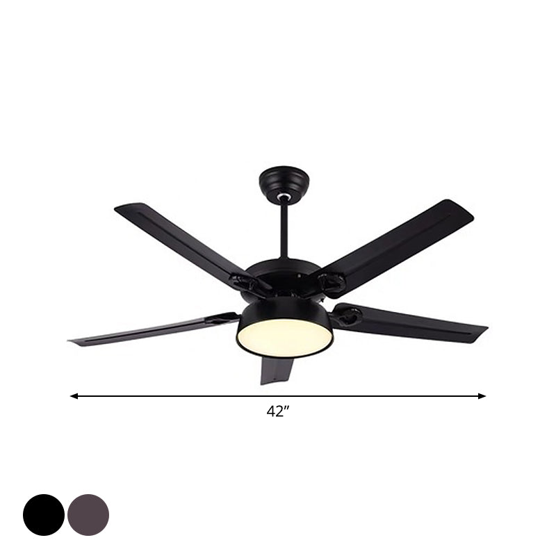5 Blades Bowl Bedroom Semi Flush Mount Traditional Metallic LED Hanging Fan Lamp Clearhalo 'Ceiling Fans with Lights' 'Ceiling Fans' Lighting' 1984193