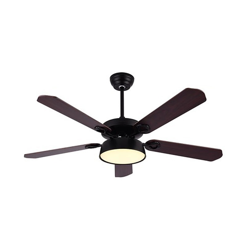 5 Blades Bowl Bedroom Semi Flush Mount Traditional Metallic LED Hanging Fan Lamp Clearhalo 'Ceiling Fans with Lights' 'Ceiling Fans' Lighting' 1984198