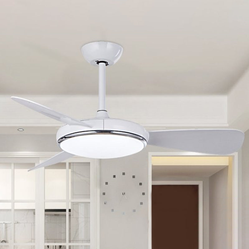 Bowl Shaped Acrylic Semi Mount Lighting Traditional Dining Room LED Hanging Fan Light Fixture, 52" Wide White 3.0 Clearhalo 'Ceiling Fans with Lights' 'Ceiling Fans' Lighting' 1984199