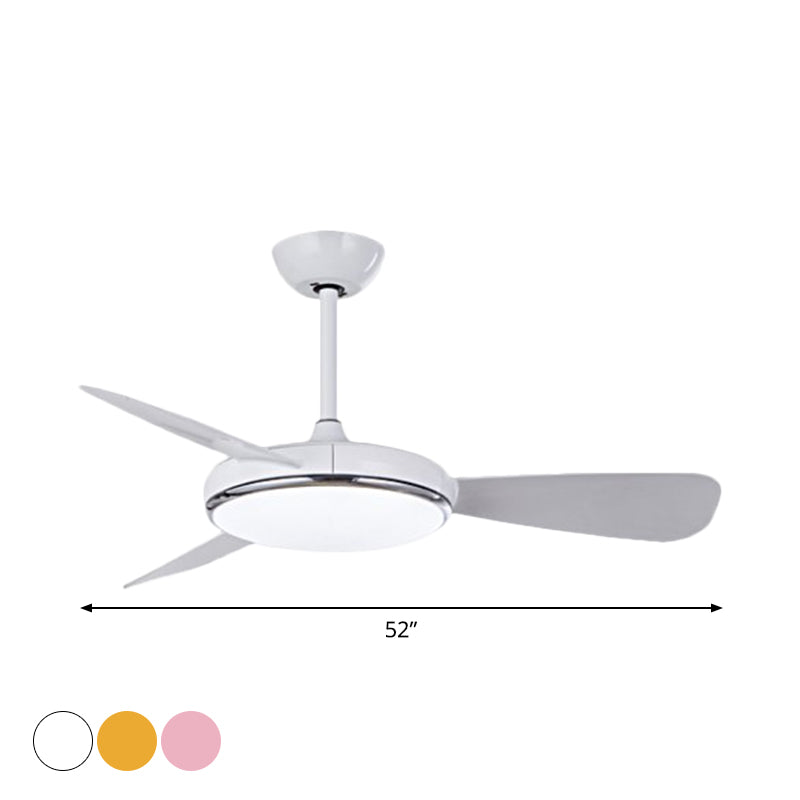 Bowl Shaped Acrylic Semi Mount Lighting Traditional Dining Room LED Hanging Fan Light Fixture, 52" Wide Clearhalo 'Ceiling Fans with Lights' 'Ceiling Fans' Lighting' 1984202