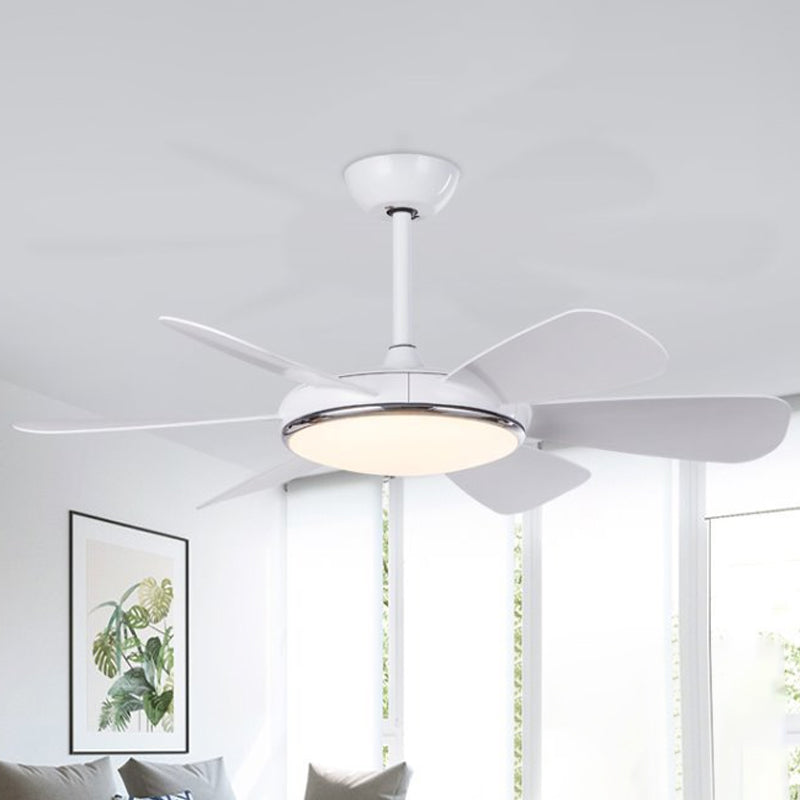 Bowl Shaped Acrylic Semi Mount Lighting Traditional Dining Room LED Hanging Fan Light Fixture, 52" Wide White 6.0 Clearhalo 'Ceiling Fans with Lights' 'Ceiling Fans' Lighting' 1984203
