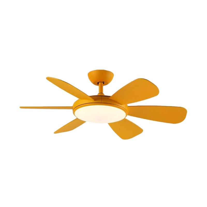 Bowl Shaped Acrylic Semi Mount Lighting Traditional Dining Room LED Hanging Fan Light Fixture, 52" Wide Yellow 6.0 Clearhalo 'Ceiling Fans with Lights' 'Ceiling Fans' Lighting' 1984209