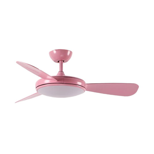 Bowl Shaped Acrylic Semi Mount Lighting Traditional Dining Room LED Hanging Fan Light Fixture, 52" Wide Pink 3.0 Clearhalo 'Ceiling Fans with Lights' 'Ceiling Fans' Lighting' 1984211