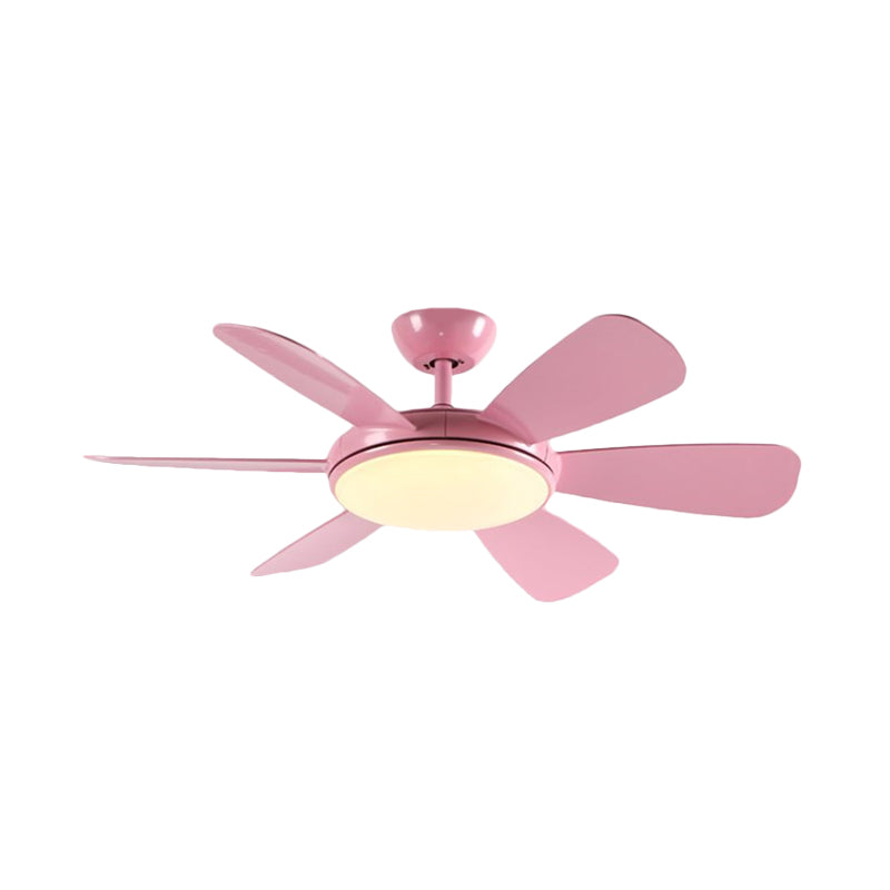 Bowl Shaped Acrylic Semi Mount Lighting Traditional Dining Room LED Hanging Fan Light Fixture, 52" Wide Pink 6.0 Clearhalo 'Ceiling Fans with Lights' 'Ceiling Fans' Lighting' 1984213