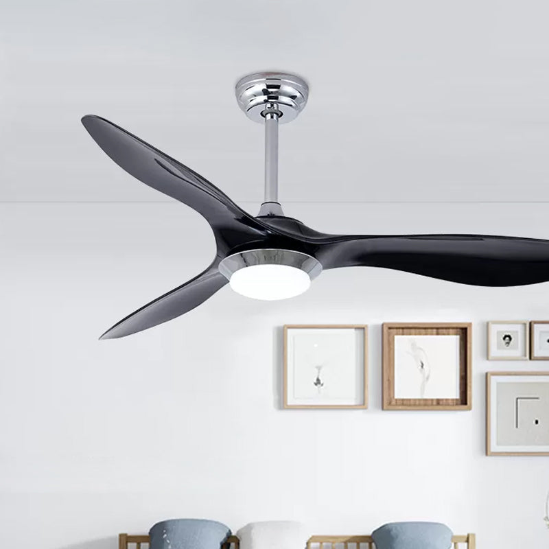 52" Wide LED Semi-Flush Ceiling Fixture Classic Acrylic Pendant Fan Lamp with 3 Blades Clearhalo 'Ceiling Fans with Lights' 'Ceiling Fans' Lighting' 1984217