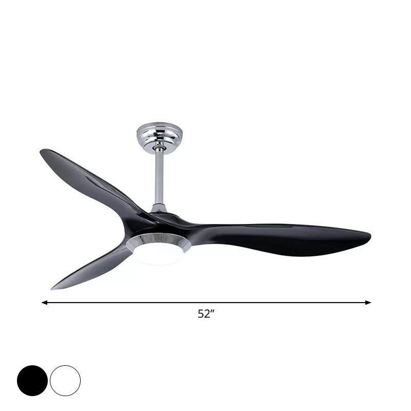 52" Wide LED Semi-Flush Ceiling Fixture Classic Acrylic Pendant Fan Lamp with 3 Blades Clearhalo 'Ceiling Fans with Lights' 'Ceiling Fans' Lighting' 1984220