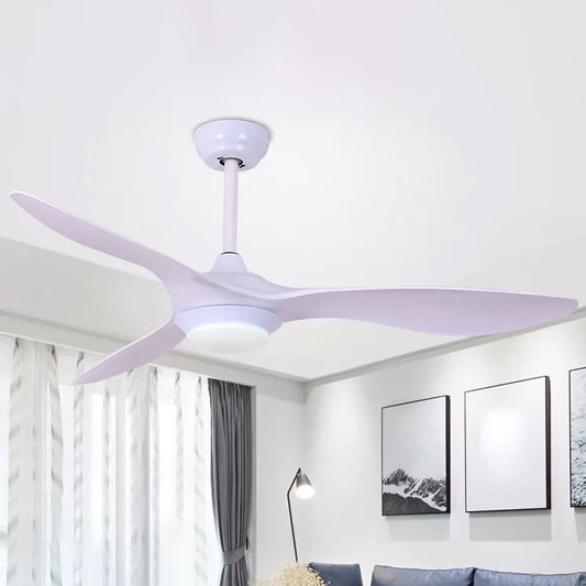 52" Wide LED Semi-Flush Ceiling Fixture Classic Acrylic Pendant Fan Lamp with 3 Blades White Clearhalo 'Ceiling Fans with Lights' 'Ceiling Fans' Lighting' 1984221