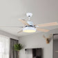 5-BladeDrum Living Room Hanging Fan Light Fixture Traditional Acrylic 52" Wide LED Semi Flush Light Clearhalo 'Ceiling Fans with Lights' 'Ceiling Fans' Lighting' 1984243