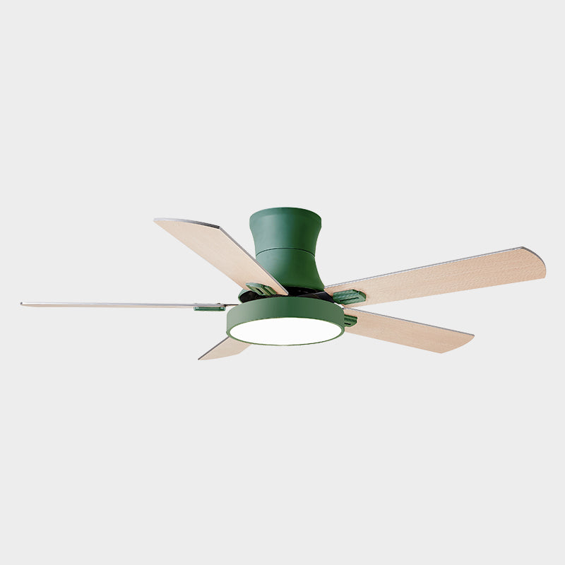 5-BladeDrum Living Room Hanging Fan Light Fixture Traditional Acrylic 52" Wide LED Semi Flush Light Clearhalo 'Ceiling Fans with Lights' 'Ceiling Fans' Lighting' 1984253