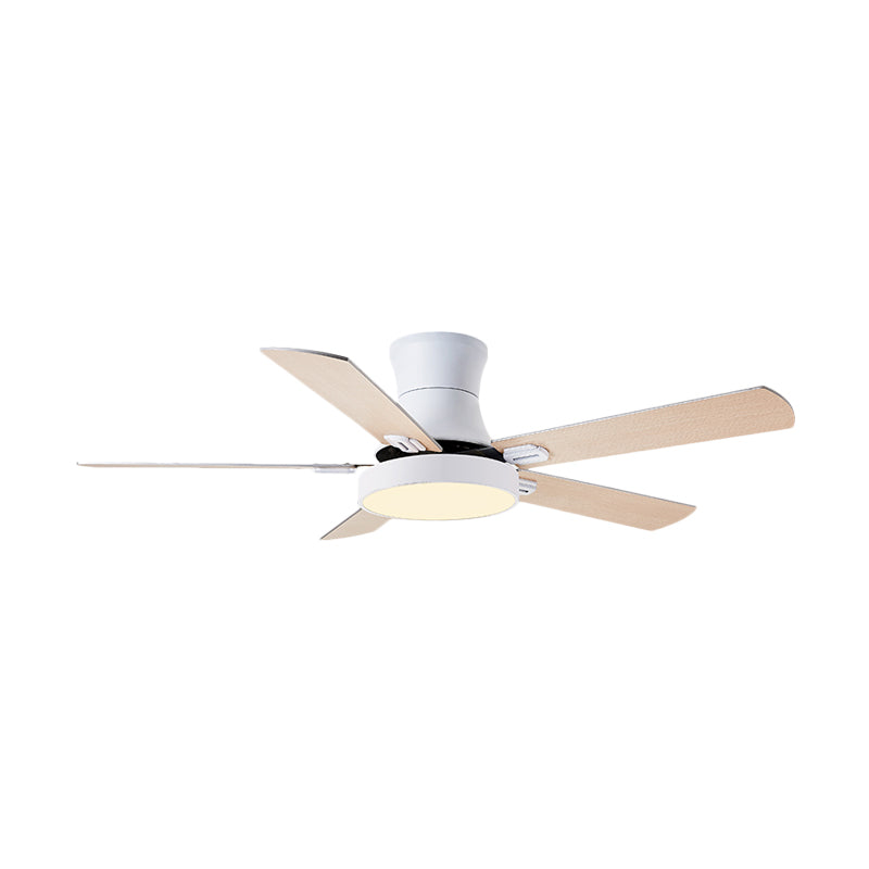 5-BladeDrum Living Room Hanging Fan Light Fixture Traditional Acrylic 52" Wide LED Semi Flush Light Clearhalo 'Ceiling Fans with Lights' 'Ceiling Fans' Lighting' 1984261