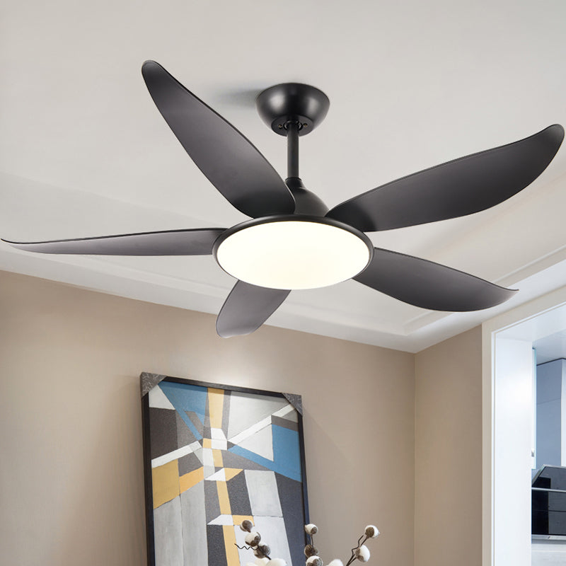 LED Acrylic Semi-Flush Ceiling Light Rustic Black Circle Living Room 5-Blade Pendant Fan Lamp, 52" Wide Clearhalo 'Ceiling Fans with Lights' 'Ceiling Fans' Lighting' 1984264
