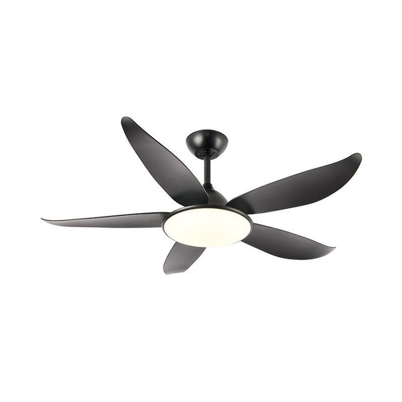 LED Acrylic Semi-Flush Ceiling Light Rustic Black Circle Living Room 5-Blade Pendant Fan Lamp, 52" Wide Clearhalo 'Ceiling Fans with Lights' 'Ceiling Fans' Lighting' 1984265
